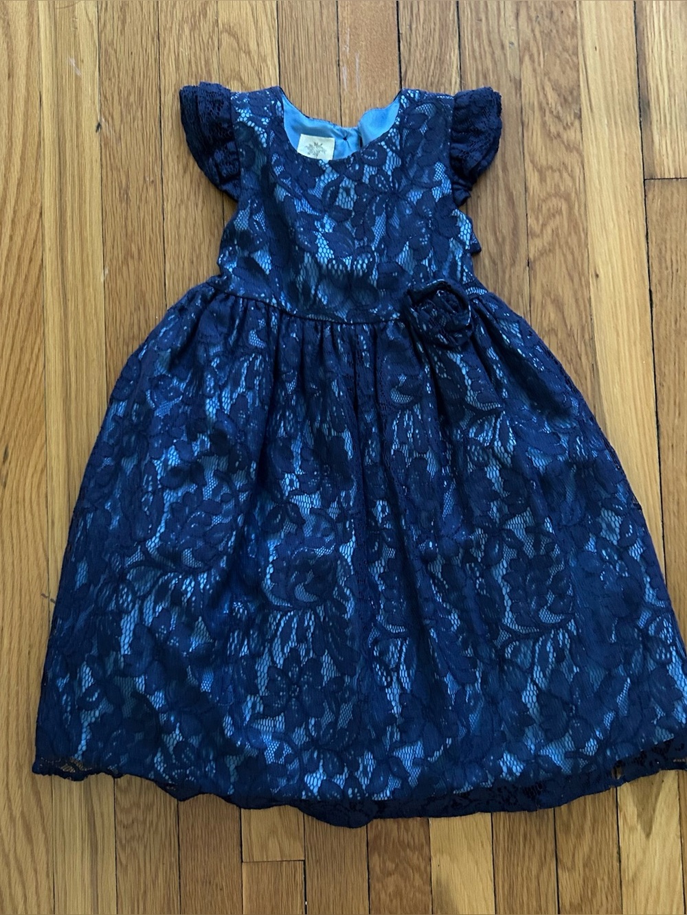 Laura Ashley Navy Blue Lace Overlay Party Dress in Girls size 6